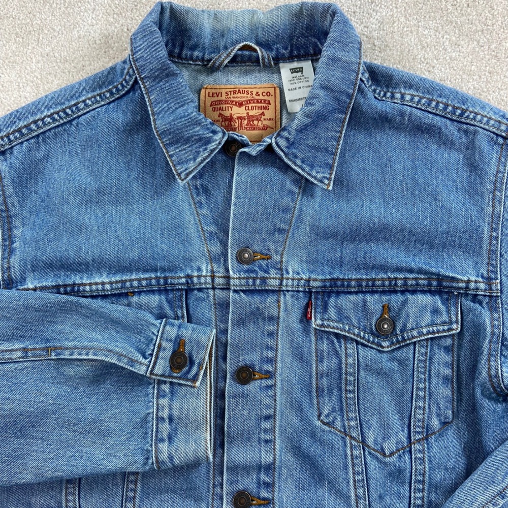 Levi's 70507 Trucker Jacket Mens L Blue Medium Wash Denim Cotton Button Up